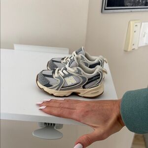 New Balance Kids Sneakers in Gray and Cream